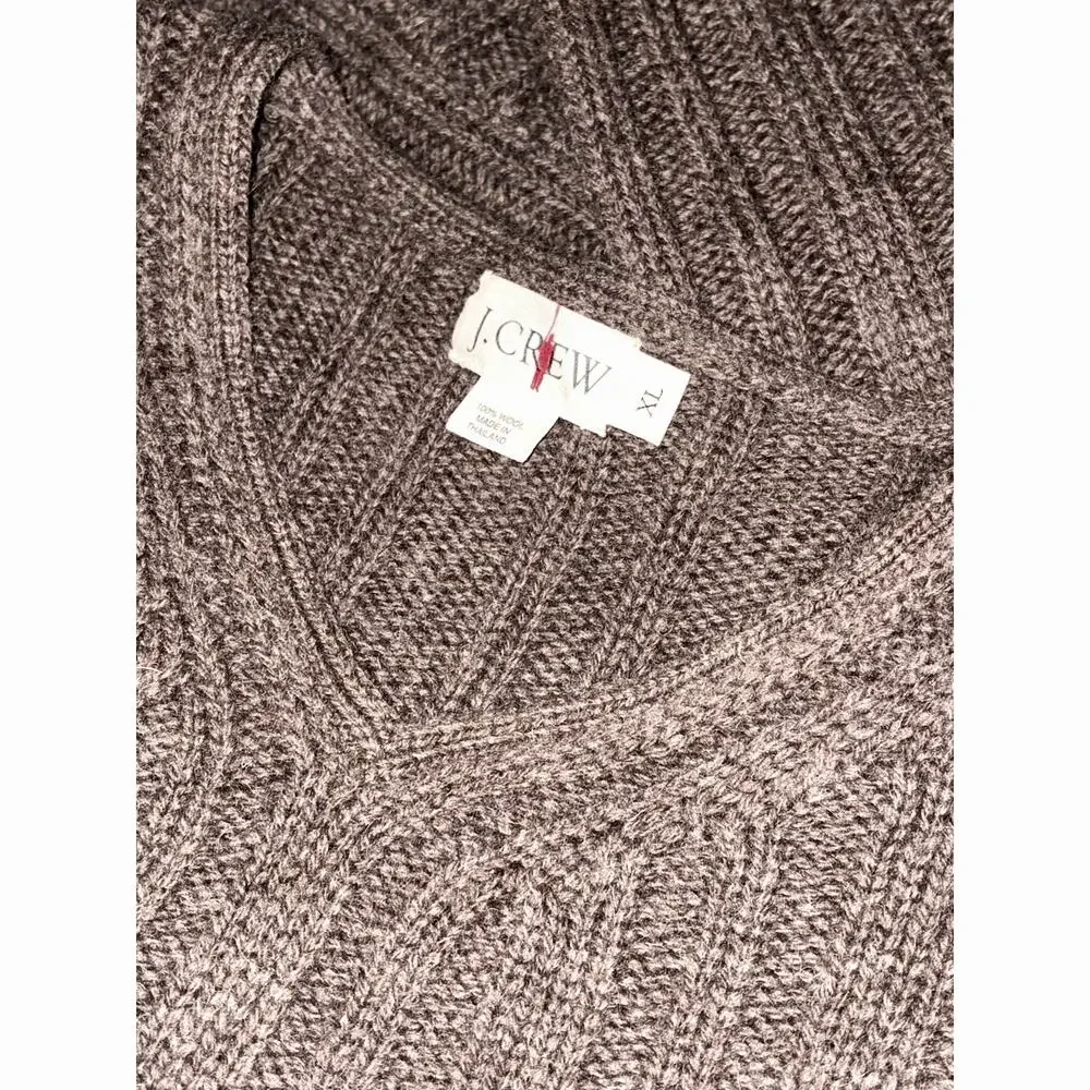 J. Crew Men's Ribbed V‑Neck Sweater in Heathered Brown